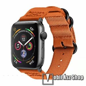 Okosóra szíj - szövet - NARANCSSÁRGA - 75mm + 125mm hosszú - Apple Watch Series 1/2/3 42mm / 4/5/6/SE 44mm / 7/8 45mm / 10 46mm / Ultra / Ultra 2 49mm kép