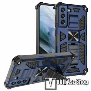 OTT! MAX DEFENDER PRO műanyag védő tok / hátlap - SÖTÉTKÉK - szilikon betétes, kitámasztható, erősített sarkok, tapadófelület mágneses autós tartóhoz - ERŐS VÉDELEM! - SAMSUNG Galaxy S21 FE (SM-G990B, SM-G990B/DS) kép