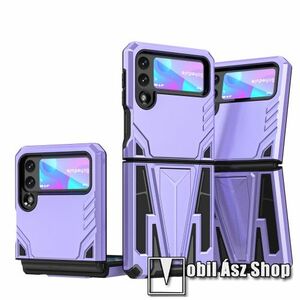 OTT! FLIP HYBRID ARMOR műanyag védő tok / hátlap - LILA - szilikon betétes, asztali tartó funkciós, tapadófelület mágneses autós tartóhoz, ERŐS VÉDELEM! - SAMSUNG Galaxy Z Flip3 5G kép