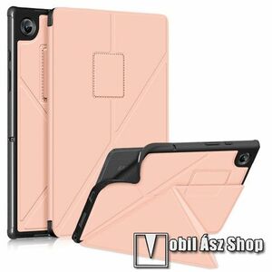 Notesz / mappa tok - ROSE GOLD - oldalra nyíló flip cover, Origami asztali tartó funkciós, mágneses záródás, erősített sarkok, szilikon belső - SAMSUNG Galaxy Tab A8 10.5 (2021) (SM-X200/SM-X205) kép