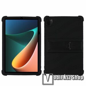 Szilikon védő tok / hátlap - asztali tartó funkciós, erősített sarkok - ERŐS VÉDELEM! - FEKETE - Xiaomi Pad 5 / Pad 5 Pro kép