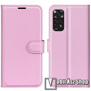 WALLET notesz tok / flip tok - RÓZSASZÍN - asztali tartó funkciós, oldalra nyíló, rejtett mágneses záródás, bankkártyatartó zseb, szilikon belső - Xiaomi Redmi Note 11 4G (Global version) / Redmi Note 11S (Global version) kép