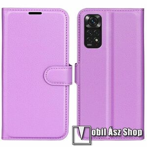 WALLET notesz tok / flip tok - LILA - asztali tartó funkciós, oldalra nyíló, rejtett mágneses záródás, bankkártyatartó zseb, szilikon belső - Xiaomi Redmi Note 11 4G (Global version) / Redmi Note 11S (Global version) kép