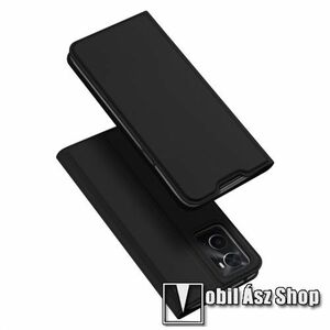 DUX DUCIS Skin Pro Series slim design notesz / mappa tok - FEKETE - asztali tartó funkciós, oldalra nyíló, rejtett mágneses záródás, bankkártyatartó zseb, szilikon belső - Realme 9i (RMX3491) / Oppo A36 / Oppo A76 - GYÁRI kép