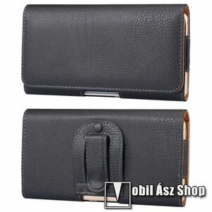 UNIVERZÁLIS fekvő tok - PU bőr, mágneses záródás, övre fűzhető, övcsipesz - 170 x 83 x 20mm - FEKETE kép