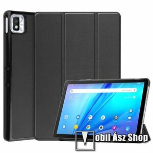 Notesz / mappa tok - FEKETE - oldalra nyíló flip cover, TRIFOLD asztali tartó funkciós, mágneses záródás, műanyag belső - TCL Tab 10s (9080G) (2021) kép