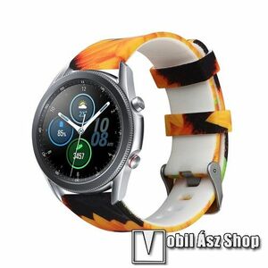 Okosóra szíj - szilikon - VIRÁG MINTÁS - 110 + 70 mm hosszú, 22mm széles - SAMSUNG Galaxy Watch 46mm / Watch GT2 46mm / Watch GT 2e / Galaxy Watch3 45mm / Honor MagicWatch 2 46mm kép