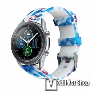 Okosóra szíj - szilikon - VIRÁG MINTÁS - 110 + 70 mm hosszú, 22mm széles - SAMSUNG Galaxy Watch 46mm / Watch GT2 46mm / Watch GT 2e / Galaxy Watch3 45mm / Honor MagicWatch 2 46mm kép