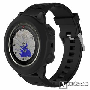 Garmin fenix 5X, 5X Plus, 5X Plus Sapphire, Okosóra szilikontok, Keret, Bumper, Fekete kép