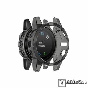 Garmin fenix® 5S, 5S Plus, 5S Plus Sapphire, Okosóra szilikontok, Keret, Bumper, Átlátszó, Fekete kép