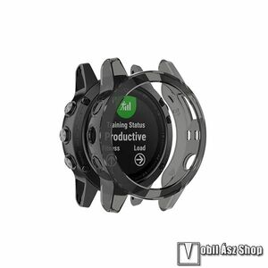 Garmin fenix 5, 5 Sapphire, 5 Plus, Okosóra szilikontok, Keret, Bumper, Átlátszó, Fekete kép