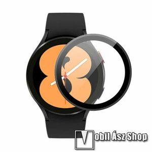 ENKAY okosóra flexibilis előlap védő karcálló edzett üveg - 1db, 9H, 3D - A TELJES ELŐLAPOT VÉDI! - FEKETE - Samsung Galaxy Watch4 44mm (SM-R870) - GYÁRI kép