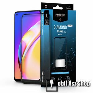 MYSCREEN DIAMOND GLASS LITE EDGE előlap védő karcálló edzett üveg - FEKETE - 9H, 0.33 mm, A teljes képernyőt védi, a teljes felületén tapad - Oppo Reno5 Z 5G / F19 Pro / F19 Pro Plus 5G / A94 5G / Reno5 F / A94 4G - GYÁRI kép