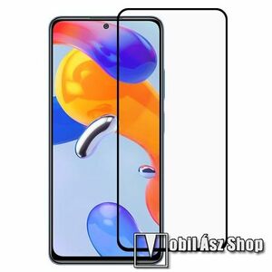 Előlap védő karcálló edzett üveg - FEKETE - 9H, Arc Edge, A teljes kijelzőt védi, a teljes felületén tapad! - Xiaomi Redmi Note 11 4G (Global version) / Redmi Note 11S (Global version) kép
