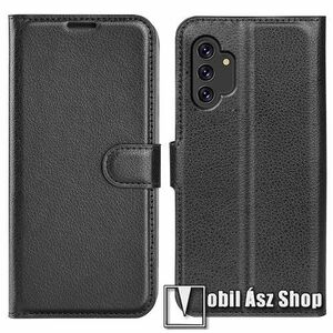 WALLET notesz tok / flip tok - FEKETE - asztali tartó funkciós, oldalra nyíló, rejtett mágneses záródás, bankkártyatartó zseb, szilikon belső - SAMSUNG Galaxy A13 4G (SM-A135F) kép