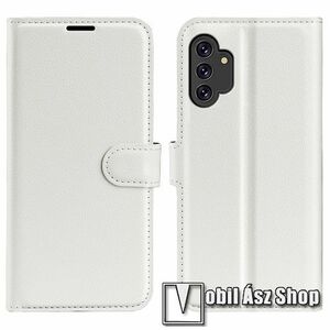 WALLET notesz tok / flip tok - FEHÉR - asztali tartó funkciós, oldalra nyíló, rejtett mágneses záródás, bankkártyatartó zseb, szilikon belső - SAMSUNG Galaxy A13 4G (SM-A135F) kép