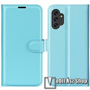 WALLET notesz tok / flip tok - VILÁGOSKÉK - asztali tartó funkciós, oldalra nyíló, rejtett mágneses záródás, bankkártyatartó zseb, szilikon belső - SAMSUNG Galaxy A13 4G (SM-A135F) kép