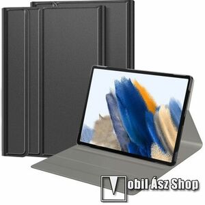 Notesz / mappa tok - FEKETE - oldalra nyíló flip cover, 3 szögben állítható asztali tartó funkciós, mágneses záródás, műanyag belső - SAMSUNG Galaxy Tab A8 10.5 (2021) (SM-X200/SM-X205) kép