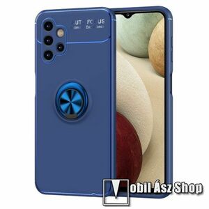 OTT! METAL RING szilikon védő tok / hátlap - KÉK - fém ujjgyűrű, tapadófelület mágneses autós tartóhoz, kitámasztható, ERŐS VÉDELEM! - SAMSUNG Galaxy A13 4G (SM-A135F) kép