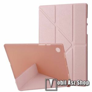 Notesz / mappa tok - ROSE GOLD - oldalra nyíló flip cover, Origami asztali tartó funkciós, mágneses záródás, erősített sarkok, szilikon belső - SAMSUNG Galaxy Tab A8 10.5 (2021) (SM-X200/SM-X205) kép