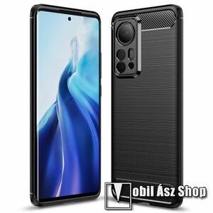 OTT! CARBON szilikon védő tok / hátlap - FEKETE - karbon mintás, ERŐS VÉDELEM! - Xiaomi 12 Pro / 12S Pro kép