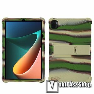 Szilikon védő tok / hátlap - asztali tartó funkciós, erősített sarkok - ERŐS VÉDELEM! - TEREPMINTÁS - Xiaomi Pad 5 / Pad 5 Pro kép