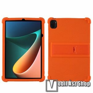 Szilikon védő tok / hátlap - asztali tartó funkciós, erősített sarkok - ERŐS VÉDELEM! - NARANCSSÁRGA - Xiaomi Pad 5 / Pad 5 Pro kép