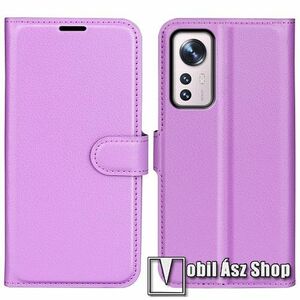 WALLET notesz tok / flip tok - LILA - asztali tartó funkciós, oldalra nyíló, rejtett mágneses záródás, bankkártyatartó zseb, szilikon belső - Xiaomi 12 / 12X / 12S kép