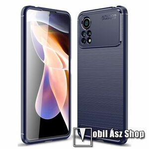 OTT! CARBON szilikon védő tok / hátlap - SÖTÉTKÉK - karbon mintás, ERŐS VÉDELEM! - Xiaomi Poco X4 Pro 5G kép