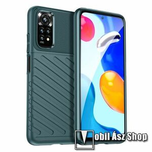 OTT! THUNDER SERIES szilikon védő tok / hátlap - 3D textúrált mintás, ERŐS VÉDELEM - SÖTÉTZÖLD - Xiaomi Redmi Note 11 4G (Global version) / Redmi Note 11S (Global version) kép