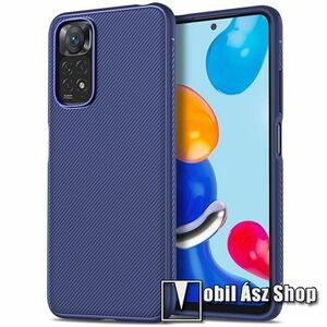 OTT! TWILL szilikon védő tok / hátlap - SÖTÉTKÉK - textúrált mintás, ERŐS VÉDELEM! - Xiaomi Redmi Note 11 4G (Global version) / Redmi Note 11S (Global version) kép