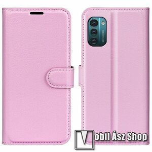 WALLET notesz tok / flip tok - RÓZSASZÍN - asztali tartó funkciós, oldalra nyíló, rejtett mágneses záródás, bankkártyatartó zseb, szilikon belső - NOKIA G11 / NOKIA G21 kép