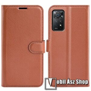 WALLET notesz tok / flip tok - BARNA - asztali tartó funkciós, oldalra nyíló, rejtett mágneses záródás, bankkártyatartó zseb, szilikon belső - Xiaomi Redmi Note 11 Pro 4G (Global) / 11 Pro 5G (Global) / 11E Pro / 12 Pro 4G kép