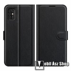 WALLET notesz tok / flip tok - FEKETE - asztali tartó funkciós, oldalra nyíló, rejtett mágneses záródás, bankkártyatartó zseb, szilikon belső - ZTE Blade V2020 5G kép