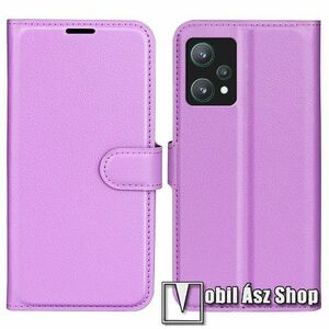 WALLET notesz tok / flip tok - LILA - asztali tartó funkciós, oldalra nyíló, rejtett mágneses záródás, bankkártyatartó zseb, szilikon belső - Realme 9 Pro / Realme V25 / OnePlus Nord CE 2 Lite 5G / Oppo K10x kép