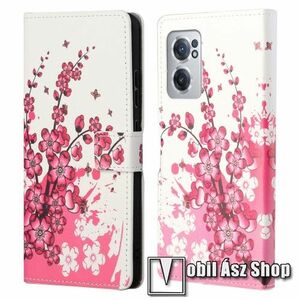 Notesz / mappa tok - VIRÁGZÓ FA MINTÁS - oldalra nyíló, rejtett mágneses záródás, bankkártyatartó zsebek, asztali tartó funkció, szilikon belső - OnePlus Nord CE 2 5G kép