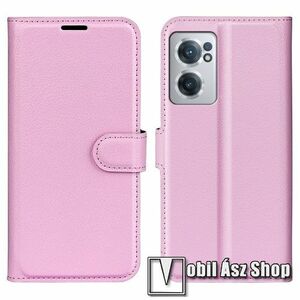 WALLET notesz tok / flip tok - RÓZSASZÍN - asztali tartó funkciós, oldalra nyíló, rejtett mágneses záródás, bankkártyatartó zseb, szilikon belső - OnePlus Nord CE 2 5G kép