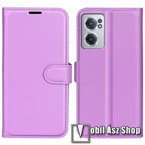 WALLET notesz tok / flip tok - LILA - asztali tartó funkciós, oldalra nyíló, rejtett mágneses záródás, bankkártyatartó zseb, szilikon belső - OnePlus Nord CE 2 5G kép