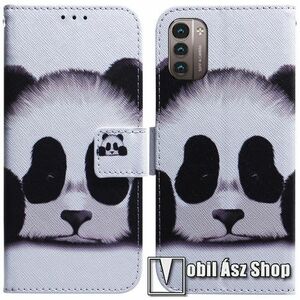 Notesz / mappa tok - PANDA MINTÁS - oldalra nyíló, rejtett mágneses záródás, belső zseb, asztali tartó funkció, szilikon belső - NOKIA G11 / NOKIA G21 kép