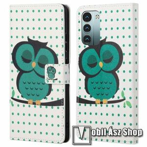 Notesz / mappa tok - ALVÓ BAGOLY MINTÁS - oldalra nyíló, rejtett mágneses záródás, bankkártyatartó zsebek, asztali tartó funkció, szilikon belső - NOKIA G11 / NOKIA G21 kép