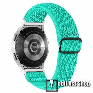 Okosóra szíj - fonott szövet, sztreccses, állítható, csatos - VILÁGOSZÖLD ROMBUSZ MINTÁS - 20mm széles - SAMSUNG Galaxy Watch4 Classic 46mm (SM-R890) / Watch4 Classic 42mm (SM-R880) / Watch4 44mm (SM-R870) / Watch4 40mm (SM-R860) kép