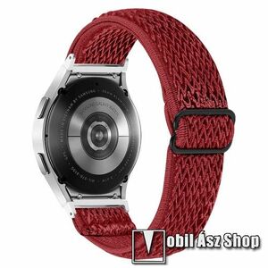 Okosóra szíj - fonott szövet, sztreccses, állítható, csatos - PIROS ROMBUSZ MINTÁS - 20mm széles - SAMSUNG Galaxy Watch4 Classic 46mm (SM-R890) / Watch4 Classic 42mm (SM-R880) / Watch4 44mm (SM-R870) / Watch4 40mm (SM-R860) kép