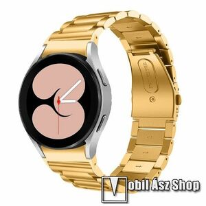 Fém okosóra szíj - ARANY - rozsdamentes acél, csatos, 20mm széles - SAMSUNG Galaxy Watch4 Classic 46mm (SM-R890) / Watch4 Classic 42mm (SM-R880) / Watch4 44mm (SM-R870) / Watch4 40mm (SM-R860) kép