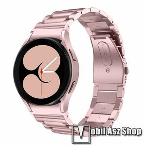 Fém okosóra szíj - RÓZSASZÍN - rozsdamentes acél, csatos, 20mm széles - SAMSUNG Galaxy Watch4 Classic 46mm (SM-R890) / Watch4 Classic 42mm (SM-R880) / Watch4 44mm (SM-R870) / Watch4 40mm (SM-R860) kép