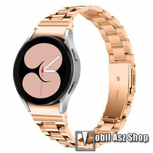 Fém okosóra szíj - ROSE GOLD - rozsdamentes acél, keskeny kivitel, csatos, 20mm széles - SAMSUNG Galaxy Watch4 Classic 46mm (SM-R890) / Watch4 Classic 42mm (SM-R880) / Watch4 44mm (SM-R870) / Watch4 40mm (SM-R860) kép