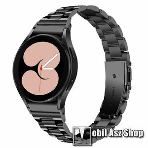 Fém okosóra szíj - FEKETE - rozsdamentes acél, keskeny kivitel, csatos, 20mm széles - SAMSUNG Galaxy Watch4 Classic 46mm (SM-R890) / Watch4 Classic 42mm (SM-R880) / Watch4 44mm (SM-R870) / Watch4 40mm (SM-R860) kép