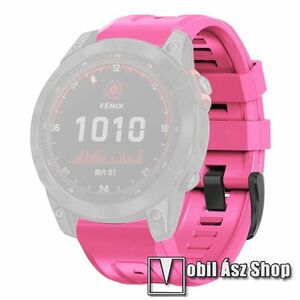 Okosóra szíj - szilikon - RÓZSASZÍN - 82mm + 125mm hosszú, 22mm széles QUICKFIT - Garmin Fenix 5 / 5 Plus / 5 Plus Sapphire / 6 / 6 Pro / 6 Sapphire / 7 / Instinct / Forerunner 935 / 745 / 945 / Quatix 3 / Descent MK1 / Tactix Charlie kép