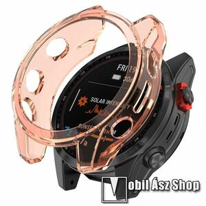 Garmin fenix 7S, 7S Solar Edition, 7S Sapphire Solar, Okosóra szilikontok, Keret, Bumper, Átlátszó, Narancs kép