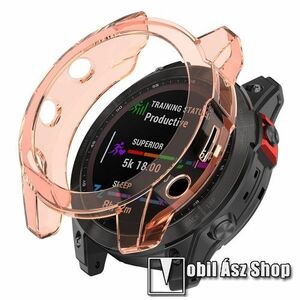 Garmin fenix 7X, 7X Solar Edition, 7X Sapphire Solar Edition, Okosóra szilikontok, Keret, Bumper, Átlátszó, Narancs kép