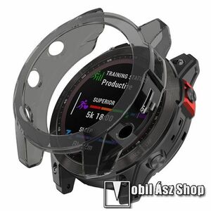 Garmin fenix 7X, 7X Solar Edition, 7X Sapphire Solar Edition, Okosóra szilikontok, Keret, Bumper, Átlátszó, Fekete kép